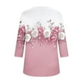 thumbnail image 6 of JTZGDY Summer Tunic Tops for Women Dressy Casual 2025 Fashion 3/4 Lenght Sleeve Floral Printed Ruched Pleated Crewneck Graphic T-Shirts Loose Fit Curvy Hem Blouse Pink#02 L, 6 of 7