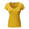 thumbnail image 1 of FashionOutfit Women's Short Sleeve Wide V-Neckline T-Shirt, 1 of 3