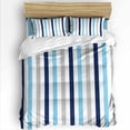 thumbnail image 2 of Blue Navy Grey Stripes Twin Duvet Cover Set, Minimalist Abstract Vertical Striped 4 Piece Microfiber Bedding Set with Zipper Closure, Bed Sheet and 2 Pillow Shams, Soft Bedding Cover, 2 of 9