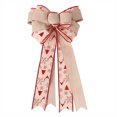 thumbnail image 1 of Outdoor Christmas Decorations Large Christmas Bow Thanksgiving Decoration Double Layer Linen Bow Christmas Tree Ornament Snowflake And Maple Leaf Bow Christmas Tree Decorations, 1 of 9