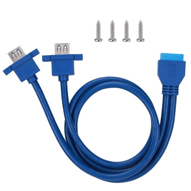 Cable USB 3.0 de 19 pines a 2 pines para montaje en panel frontal de placa base con orificio para tornillo (0,5 m)