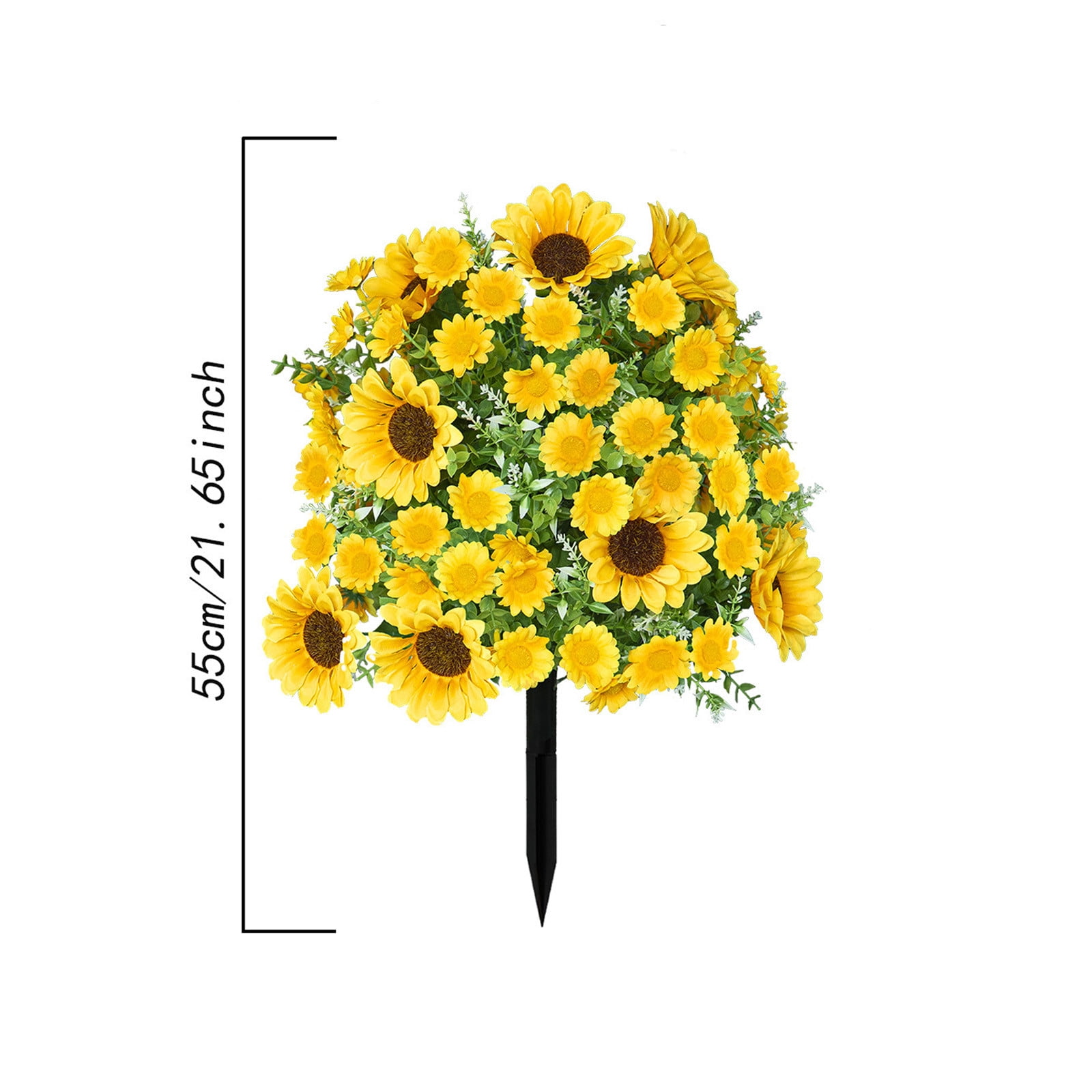 Kbndieu Artificial Flowers for Outdoors with Ground Spike, UV Resistant Fake Sunflowers Greenery Shrubs, Realistic Faux Floral Plants Bushes for Front Porch Garden Patio Decor