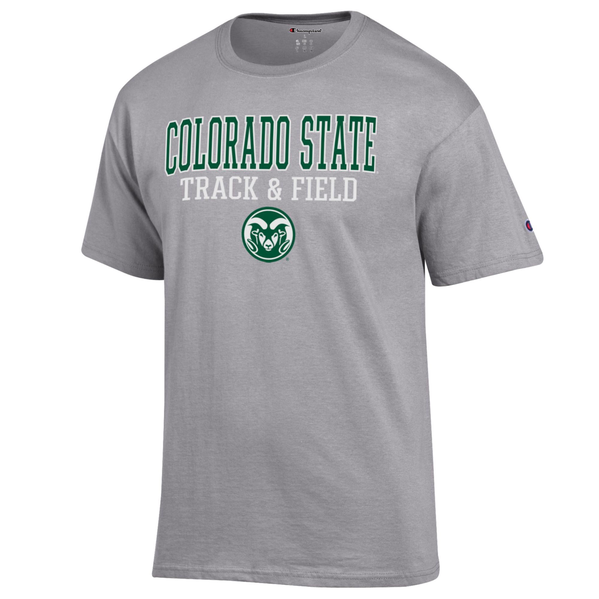 Men's Champion  Gray Colorado State Rams Track & Field Stack T-Shirt