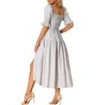 thumbnail image 3 of INSPIRE CHIC Women's Peasant Floral Square Neck Short Puff Sleeve Smocked Dresses, 3 of 5