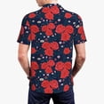 thumbnail image 4 of Balery Rose Flower Printed Men’s Short Sleeve Polo Shirt, Midweight Men's Shirt,Golf Polo shirts -X-Large, 4 of 9