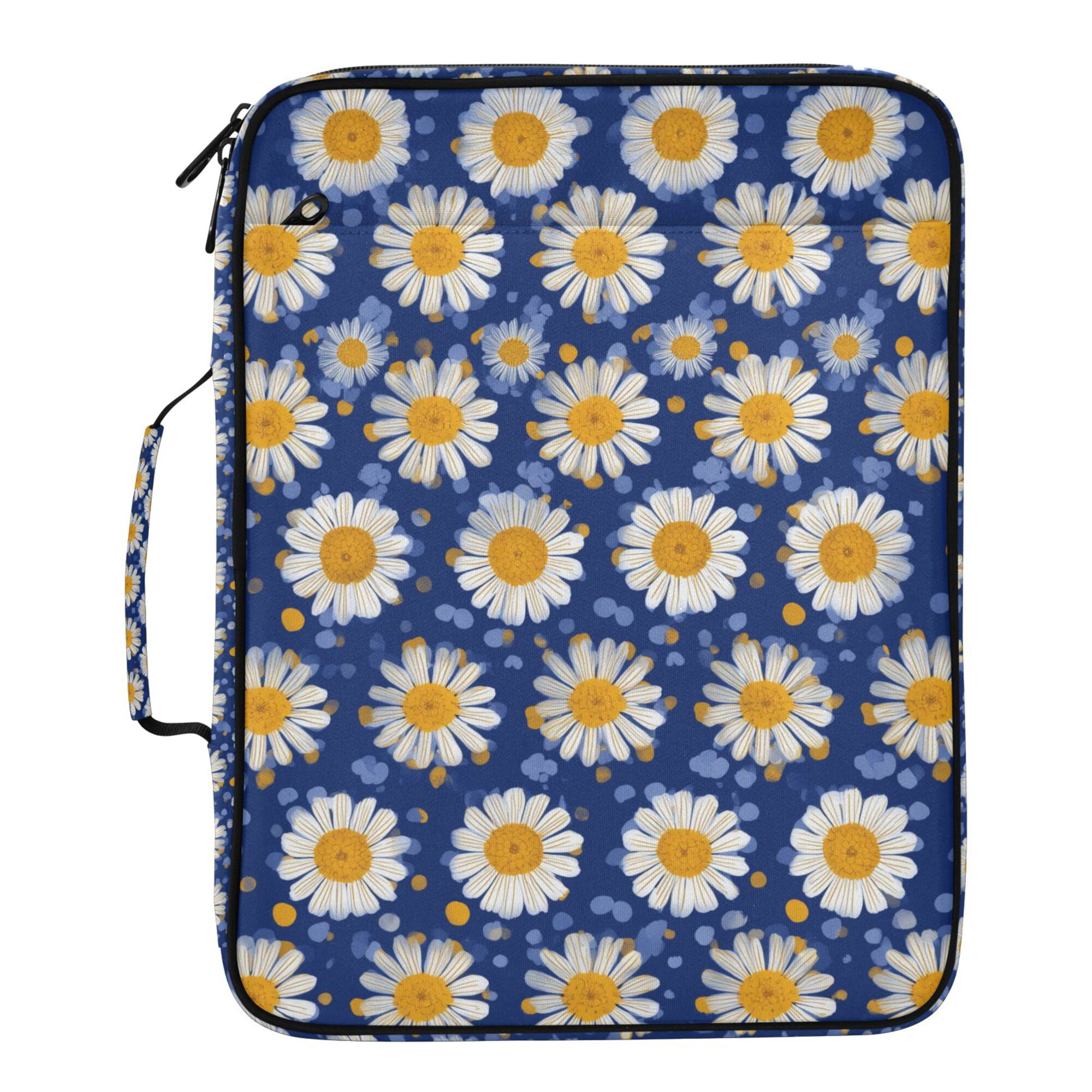 FORMRS Accordion File Folder A4 Size 7-Pocket Expanding Document Organizer Bag with 3 Ring Binder, Elegant Daisy Pattern