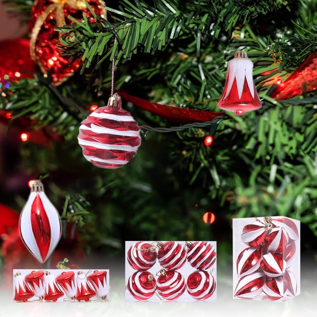Fiudx Adornos Colgantes para Árbol de Navidad, de Plástico Irrompible, con Diseño Multicolor Brillante, Fáciles de Colgar para Exhibiciones Festivas, Decoración Navideña para El Hogar, Juego de 6 Pie