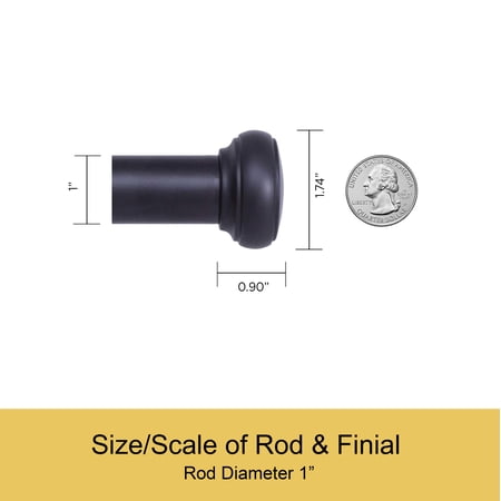 Kenney Weaver 1 Rust-Resistant Single Curtain Rod, 72-144, Black
