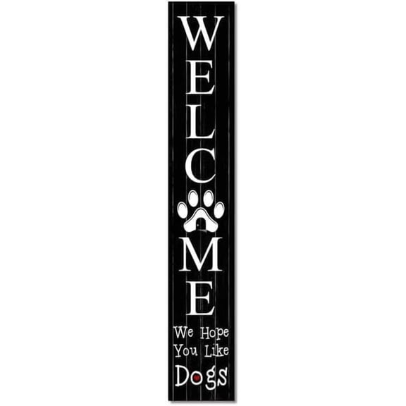 Cskhip Rustic We Hope You Like Dogs Porch Sign Welcome Porch Sign Lover Dog Decorations for Front Door Farmhouse Welcome Porch Decor Wood Sign 4" x 16"