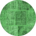 thumbnail image 1 of Ahgly Company Indoor Round Patchwork Emerald Green Transitional Area Rugs, 5' Round, 1 of 4