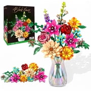 WIDELAND Flower Bouquet Building Set Compatible with Lego, 887 PCS Artificial Wildflower Blocks, ABS Plastic Botanical Collection for Adults Kids, birthday Gift, Home Office Decor