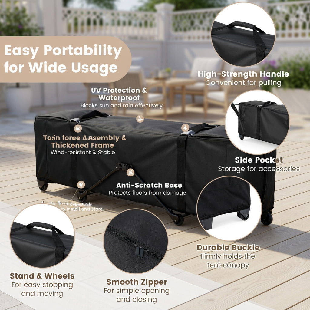 Resenkos 13 x 13 Feet Pop-Up Patio Canopy Tent with Shelter and Wheeled Bag-Gray, Outdoor Gazebo Wedding Party Tent Canopy Tent for Outside Party Waterproof Tent