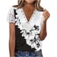 thumbnail image 1 of Tops de Manga Corta con Cuello en V para las Mujeres Blusa Frontal con Botón de Impresión Plegable, Tops de Verano de Moda para Mujeres Cuello en V con Manga Corta Fiesta Casual, 1 of 5