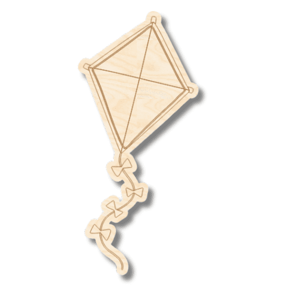 Unfinished Wood Etched Kite Shape | Paint By Line Crafts 20" / 1/8"