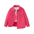 thumbnail image 2 of Wilark Girls Fall Corduroy Shirt Jackets Loose Fit Lightweight Long Sleeve Collared Casual Trendy Kids Shackets with Pockets Hot Pink 12, 2 of 7