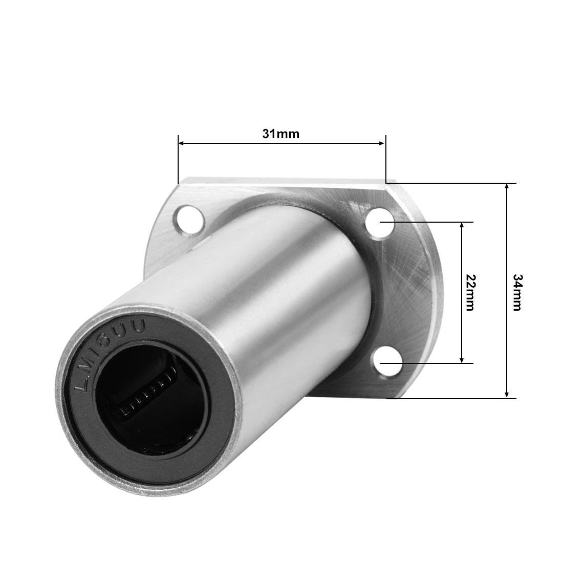 28mm OD uxcell LMH16UU Extra Long Two Side Cut Flange Linear Ball Bearings 70mm Length 16mm Bore Dia 
