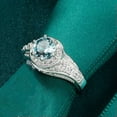 thumbnail image 5 of 6*6mm Aquamarine Blue Band 925 Silver Women's Engagement Stylish Ring Size 6-10, 5 of 5