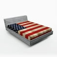 thumbnail image 1 of Ambesonne USA Fitted Sheet, Independence Day in July, Queen Size, Cream Red Navy Blue, 1 of 2