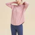 thumbnail image 3 of SWSMCLT Women's Long Sleeve Top Soft Yoga Basic Yoga Running Shirt Hooded Hoodie Workout Full Zip Zipper Pink Medium, 3 of 4