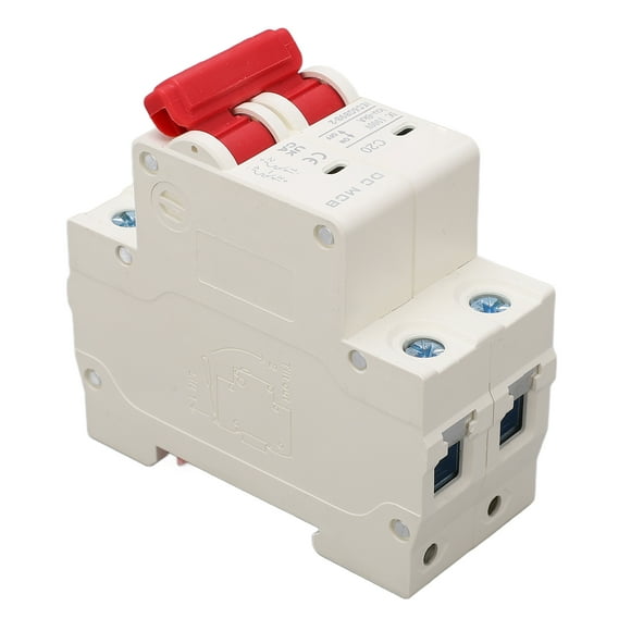 Protection Air Switch, DC Circuit Breaker DIN Rail Installation Quick Tripping Electromagnetic 2P for Power Supply System