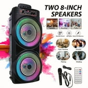 6000W Party Speaker with Wireless Mic, Portable PA System, RGB Lights & Dual Subwoofers - USB-C/TF, Remote, 2400mAh Battery, for Karaoke/DJ/Outdoor, Smartphone/Tablet/Laptop Compatible