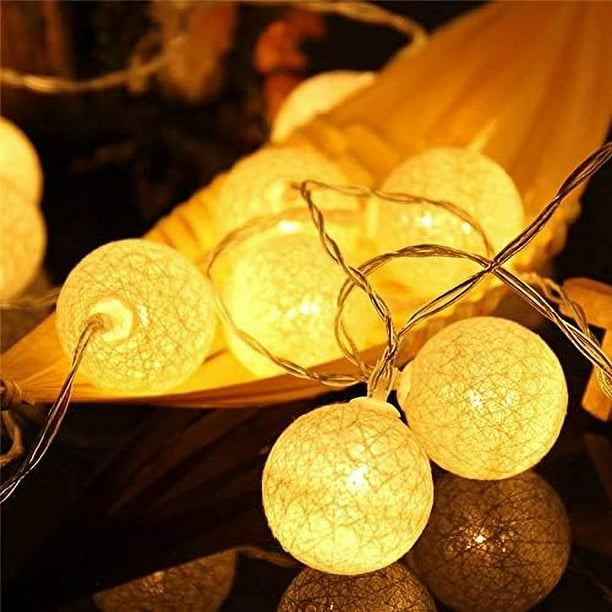 Cotton Ball Fairy Lights 3.8M 20 LED String Light with Plug for Bedroom Curtain Party Christmas Birthday Halloween Wedding Baby Room Romantic Decor Walmart