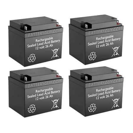 BatteryGuy BG-12260NB 12V 26AH Replacement for Batteries and Bulbs LAA12-26NB (4 Pack, rechargeable)