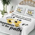thumbnail image 3 of Ambesonne Emoji Fitted & Top Sheet Set with Shams, There is No Path to Happiness, Mustard Black and Off White, 3 of 5