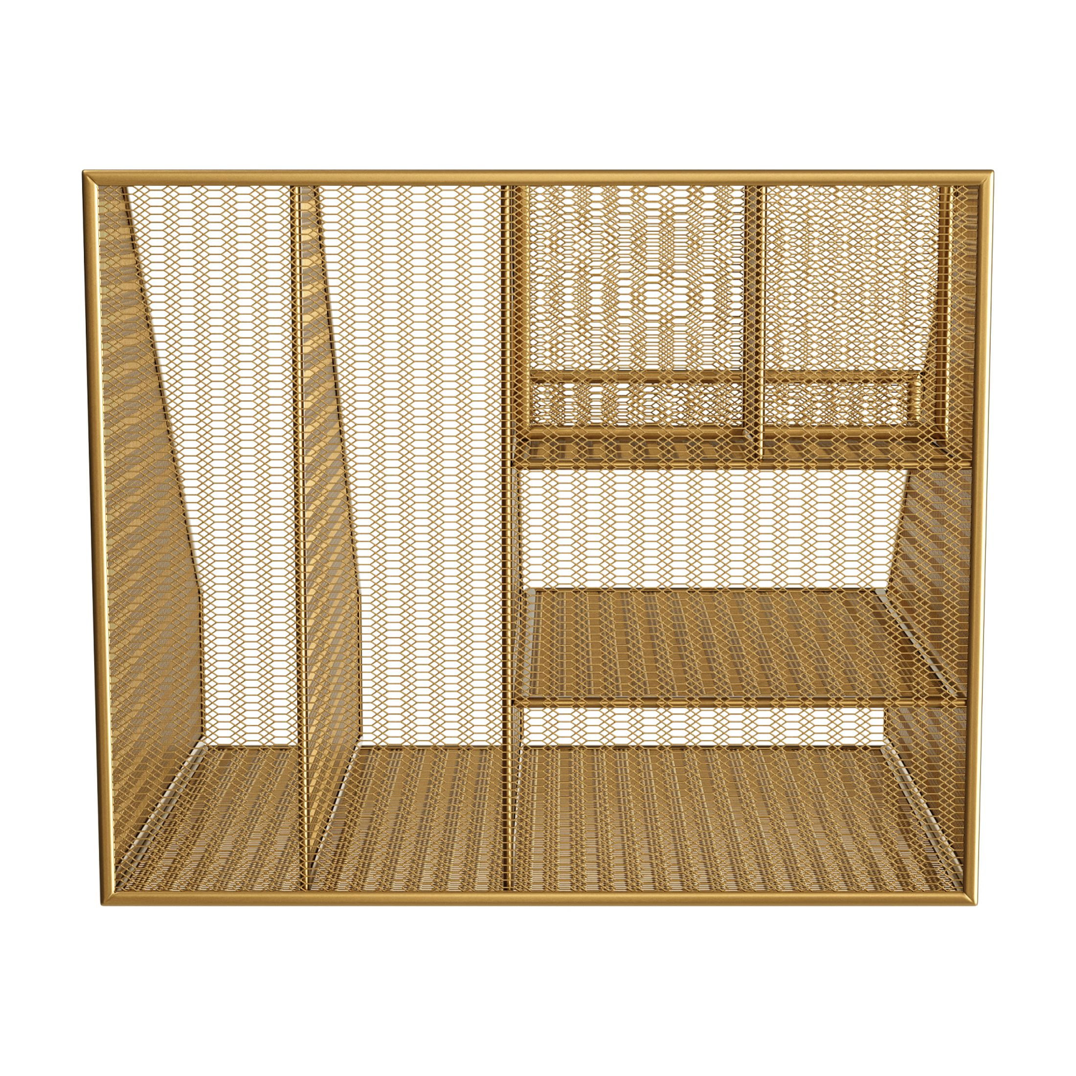 Martha Stewart Ryder Gold Mesh Metal Large Desktop Organizer with Magazine File Holder, Pen Holder, and Storage