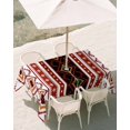 thumbnail image 3 of 60x102 Inch Outdoor Tablecloth with Umbrella Hole Zipper Rectangle Red Black Boho Rectangular Tablecloths Outside Waterproof Vintage Abstract Art Ethnic Tribe Patio Table Cloth Cover for Picnic Party, 3 of 8
