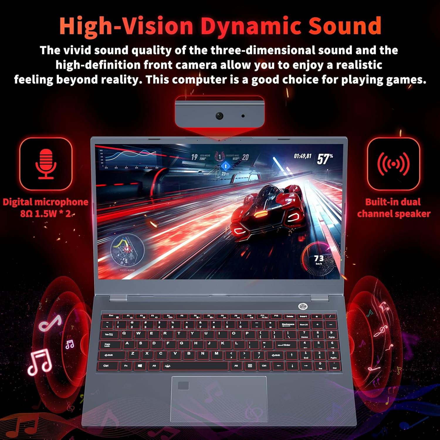 Rumtuk 15.6'' Core i7-9750H Gaming Laptop, 16GB DDR4 RAM, 1TB NVMe SSD, Win11 Pro/Office 2019, UHD Graphics 630, FHD IPS Display, USB3.0/BT4.2/WiFi 5/Type-C/ 6000Mah Battery