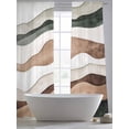 thumbnail image 5 of Abstract Wave Texture Sheer Curtains 96 Inches Long 2 Panels Vintage Brown Turquoise Bump Light Filtering Semi Sheer Window Curtains Drapes for Bedroom Living Room 52"x96", 5 of 7