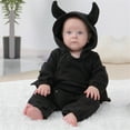 thumbnail image 3 of WIBACKER My First Halloween Bat Costume 0-24M Newborn Infant Baby Girl Boys' Hooded Jumpsuit Fleece Bat Romper, 3 of 10