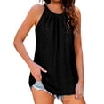 thumbnail image 1 of Playeras,Blusas y Tops,Ropa para Mujer Camisetas Sin Mangas Para Adolescentes Blusa de verano sin mangas con cuello para mujer, informal, plisada, sin mangas, con (Black, S), 1 of 6