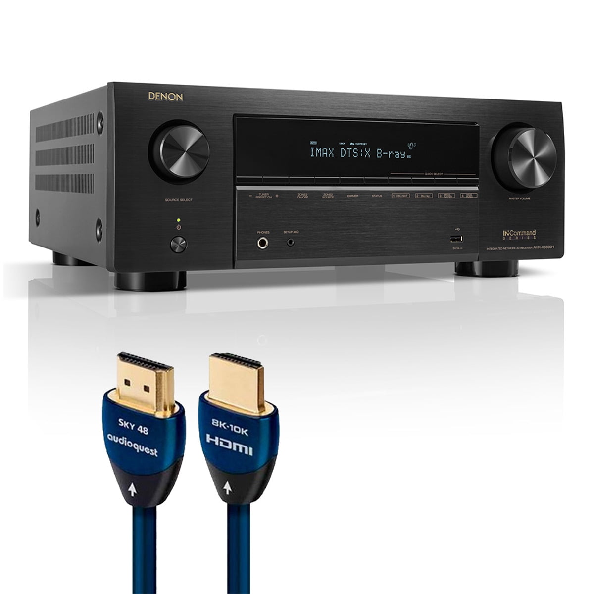 Denon AVR-X3800H 9.4 Channel 8K Receiver Bundle with AudioQuest SKY 3m HDMI Cable