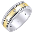 thumbnail image 2 of AFFY Father's Day Gift 1/4 Carat Round Shape White Natural Diamond Two Tone Men's Wedding Band Ring In 14k Solid White Gold (0.25Cttw) Ring Size-11, 2 of 2