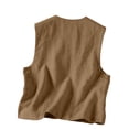 thumbnail image 5 of Duoif Womens Tank Tops Button down Linen Vest, Lightweight Summer Outerwear Shirts for Women Coffee XXL, 5 of 6