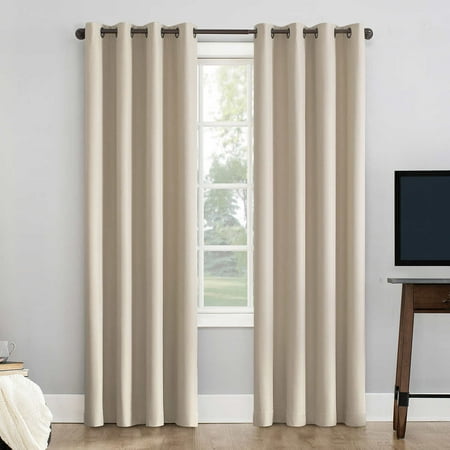 Sun Zero Pratt 84  Fleece Insulated 100% Blackout Window Curtain Panel in Beige