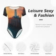 thumbnail image 6 of Uemuo Lighthouse At Sunset Coast Pattern Women's One Piece Short Sleeve Swimsuit Rash Guard Surfing Modest Quick-drying Swimsuit Beach Essentials-XX-Large, 6 of 9