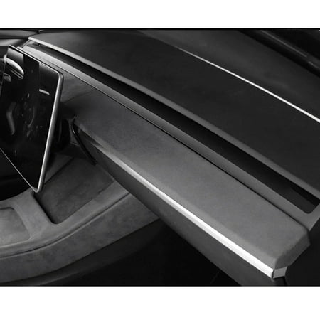 Tesla Model 3, Y Dashboard Cap Cover, Alcantara Leather, Dark Gray, 2017-2020