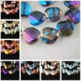 thumbnail image 2 of U8MO 10pcs 12/14/18mm Twist Coin Faceted Crystal Glass Loose Beads for Jewelry Making-14x6.5mm-Blue Colorized, 2 of 6