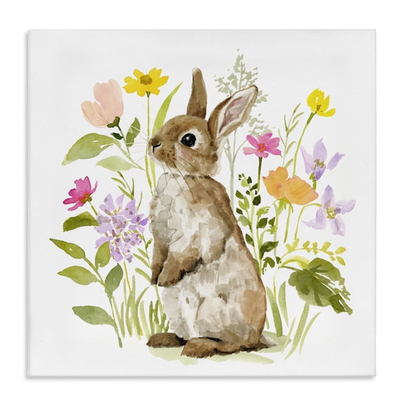 Stupell Industries Shabby Chic Bunny in Spring Nature Canvas Art, 17 x 17, by Victoria Barnes