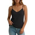 thumbnail image 5 of SSZMDLB Women Sleeveless Tank Tops V Neck Summer Basic Tee Casual Soft Cotton Shirt Vest Camisole Solid Color Vacation Outfits Workout Clothes, Black L, 5 of 7