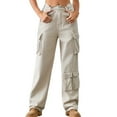 BYHONG Denim Wash Multi Pocket Design Cargo Pants Long Casual Pants