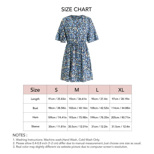 Vestido de Playa con Cuello Redondo para Mujer Mini Vestidos con Estampado Floral Bohemio Túnica con Volantes Elegante Vestido de Fiesta con Borde con Volantes ANGGREK Otros