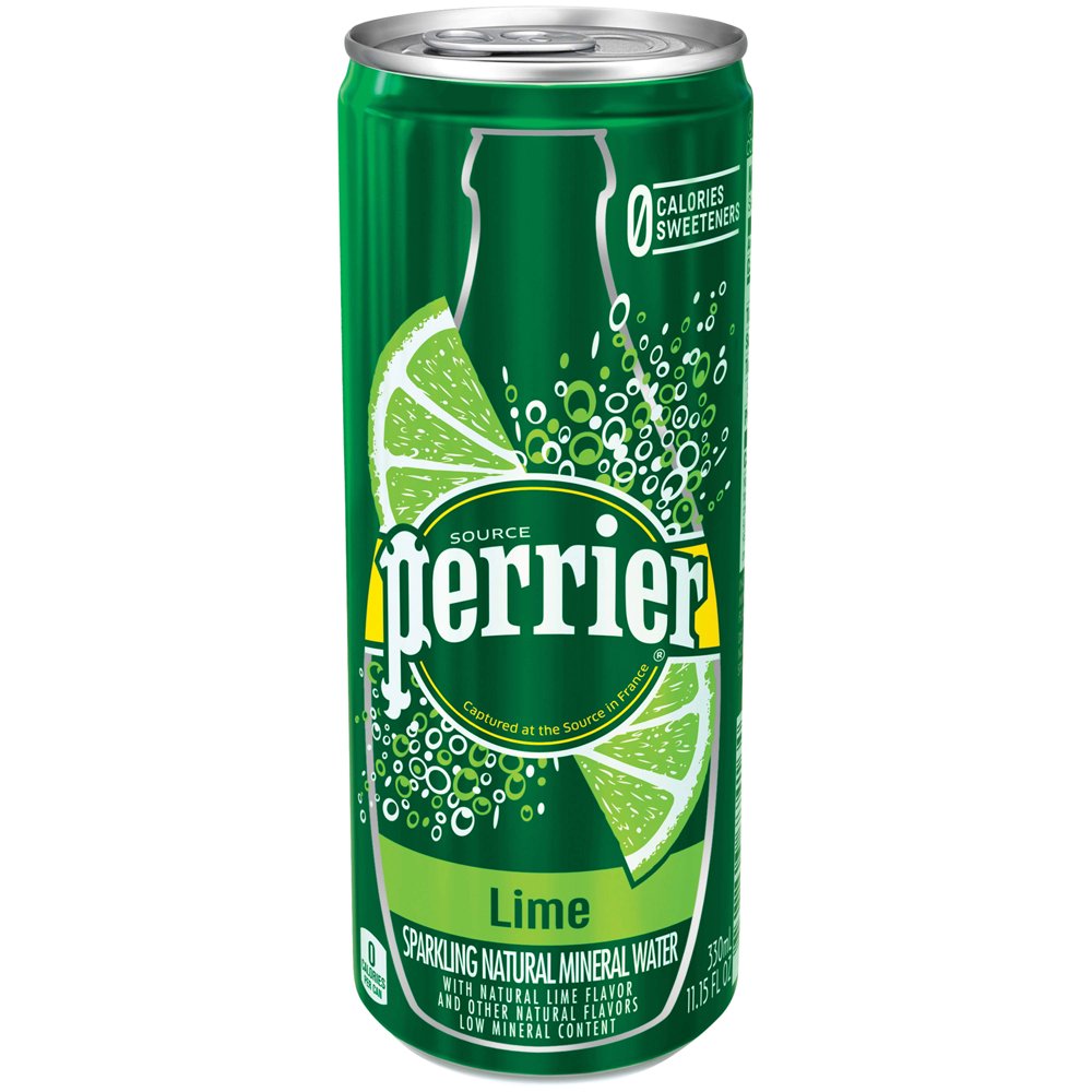 Perrier Lime Flavored Carbonated Mineral Water, 11.15 fl oz. Sleek Can