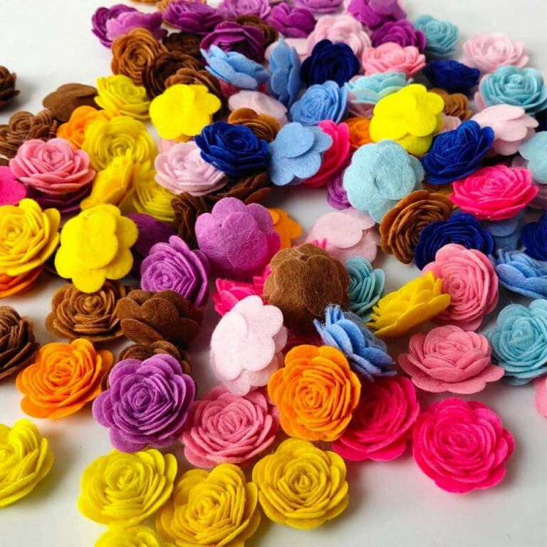OHPHCALL 150pcs DIY Flowers for Crafts Felt Flowers for Crafts Felt Flowers  Bulk Felt Flower Embellishments Flowers Patch Felt Roses for Crafts Hand