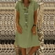thumbnail image 2 of MELDVDIB - Vestido informal de verano para mujer, talla grande, suelto, liso, sin mangas, escote en V, manga corta, recto, regalo en liquidación, 2 of 5