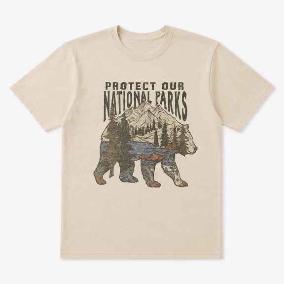 Protect Our National Parks Bear Graphic T-Shirt | Retro Wildlife Mountain Forest Tee | Unisex S–4XL