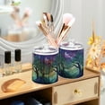 thumbnail image 3 of Yayeee 2 Pack Qtip Holder Bathroom Cotton Swab Canister with Lid Clear Dispenser Set, Moonlight Forest, 3 of 6